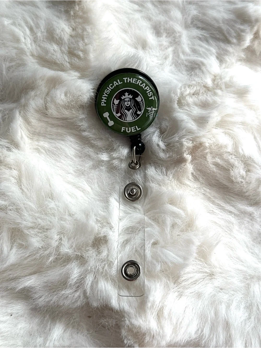Starbucks-Inspired Green 'Physical Therapist Fuel' Badge/ Lanyard Decor